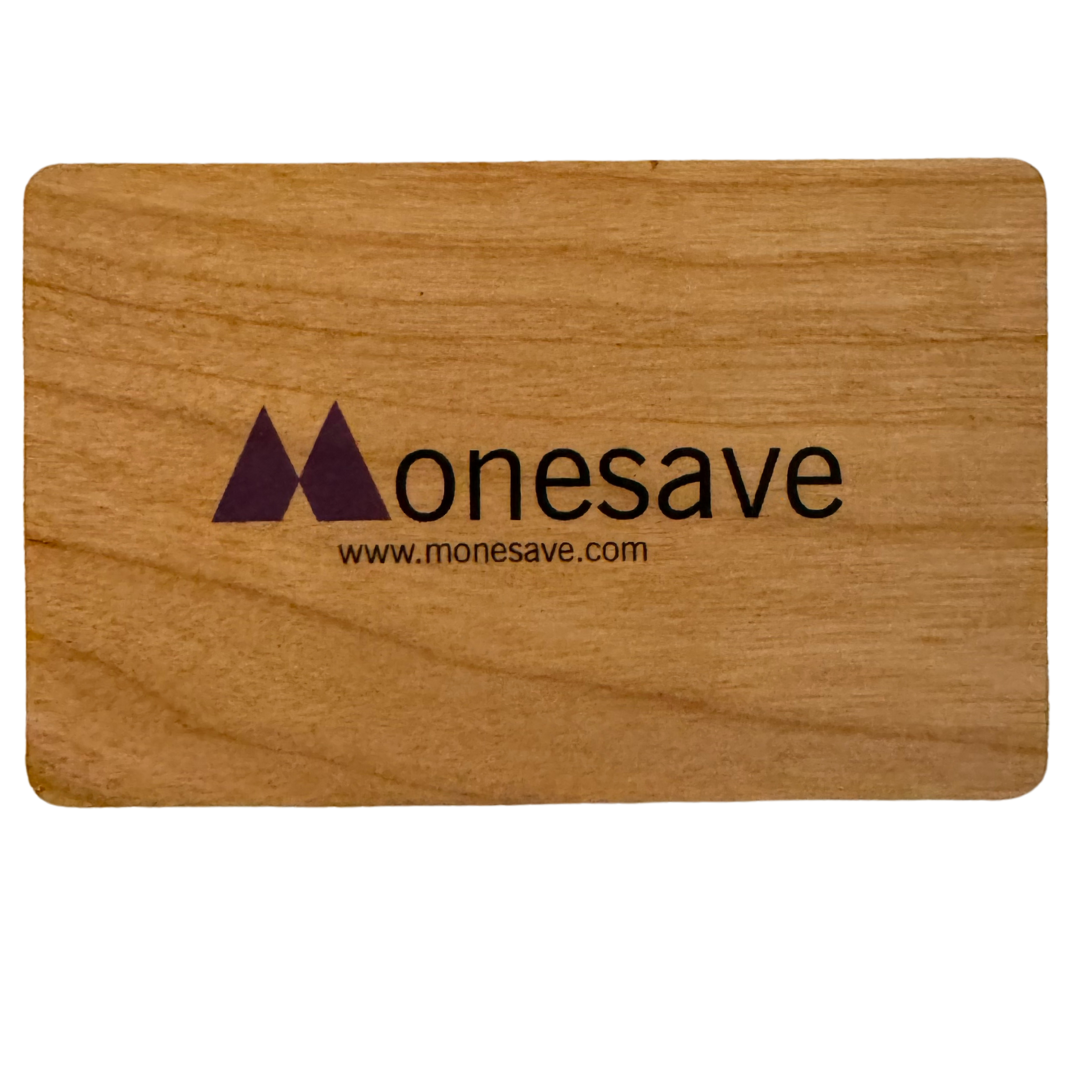 Monesave Wooden Card - Eco Friendly Cold Crypto Storage and Authenticator - with free Monesave App