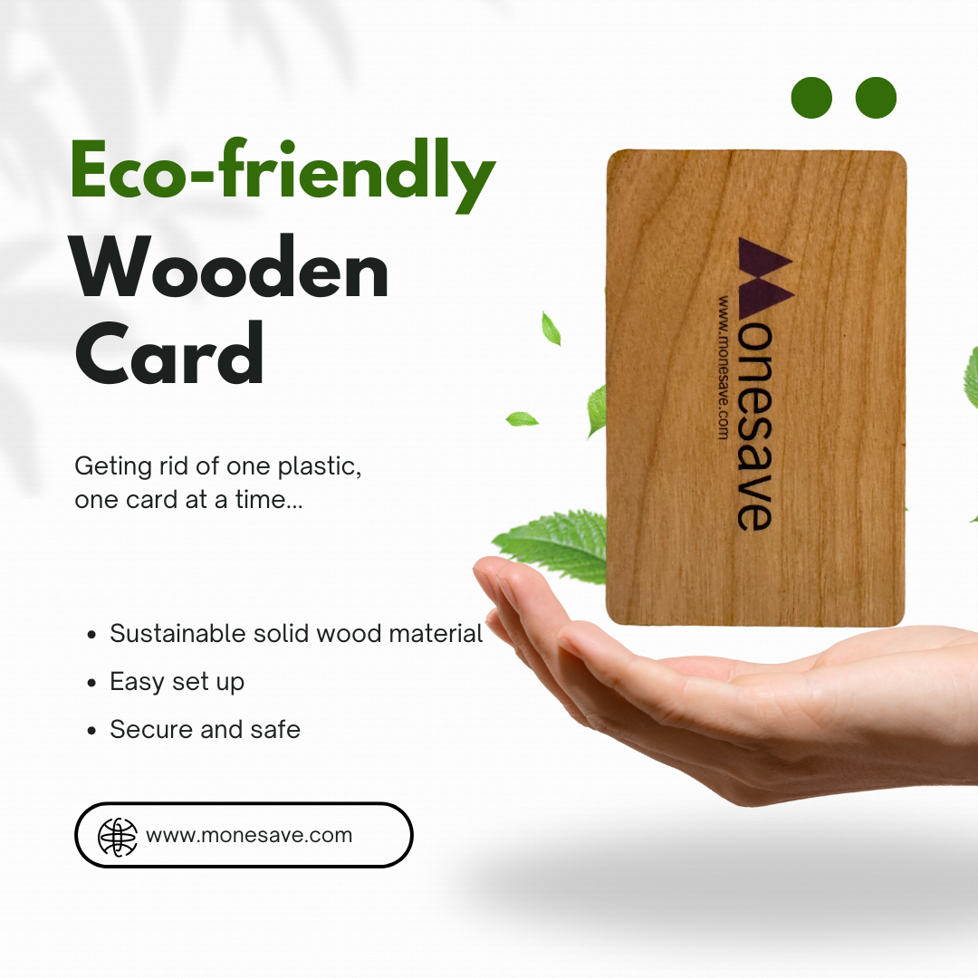 Monesave Wooden Card - Eco Friendly Cold Crypto Storage and Authenticator - with free Monesave App