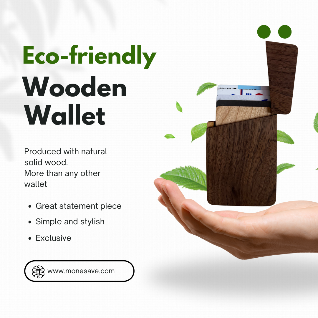 Wooden Wallet and Card holder, Unisex Men and Women Wooden Wallet, Monesave Stylish Wallet, Walnut Wood, Eco friendly Wallet